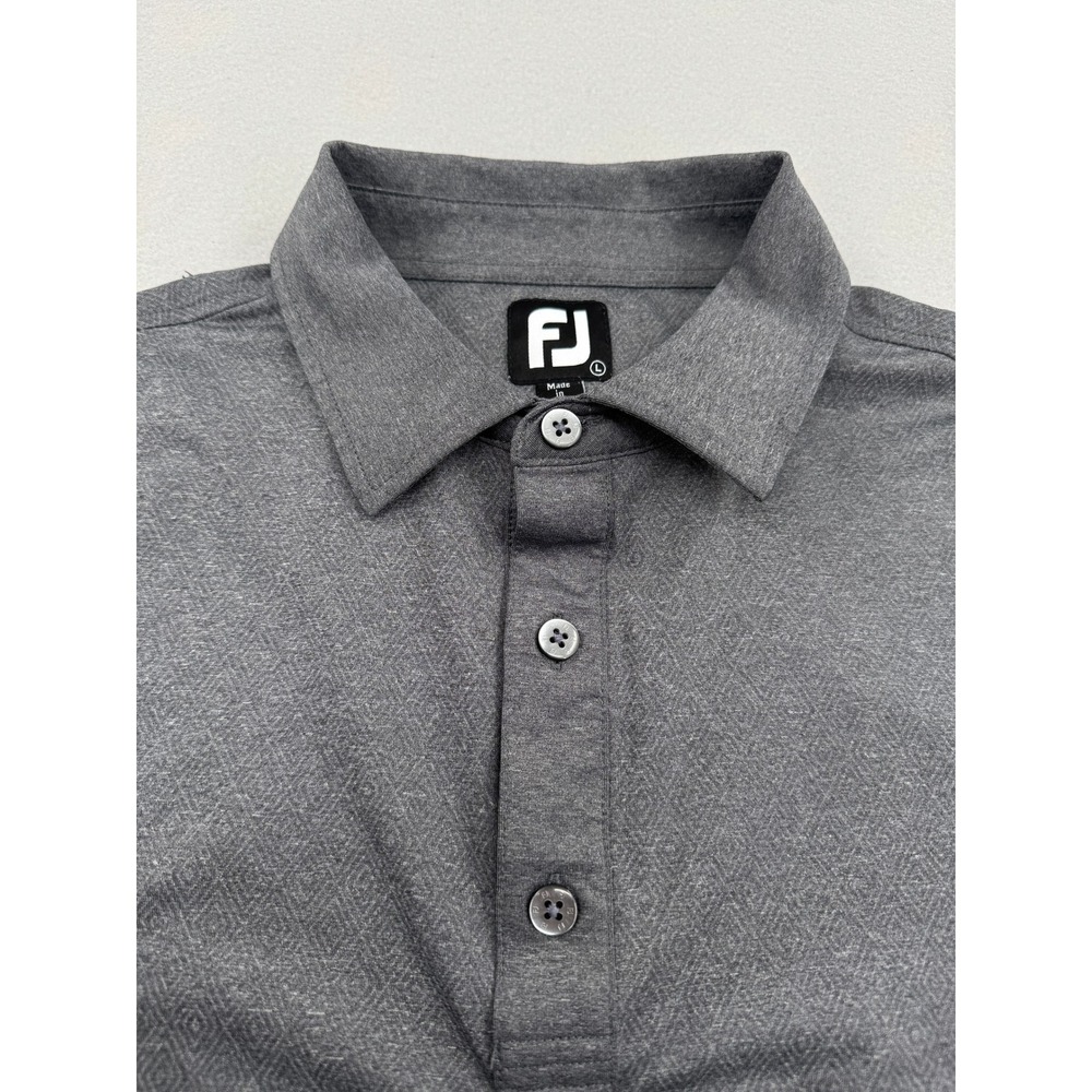 FootJoy Mens Large Gray Geometric Diamond Print Performance Golf Polo Shirt L - Picture 3 of 10